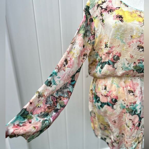 Hemant & Nandita designer One Shoulder Mini Dress  cocktail floral large - Picture 3 of 6